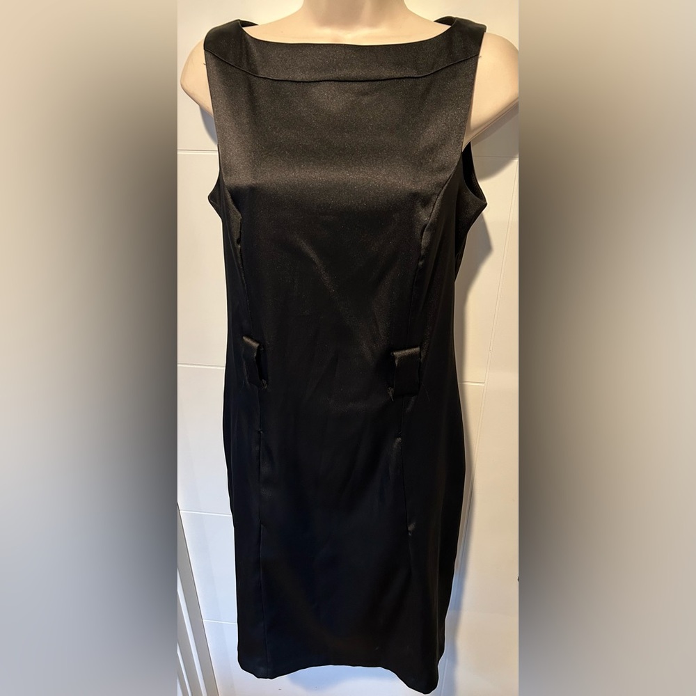 AGB Black Satin-Look Midi Dress